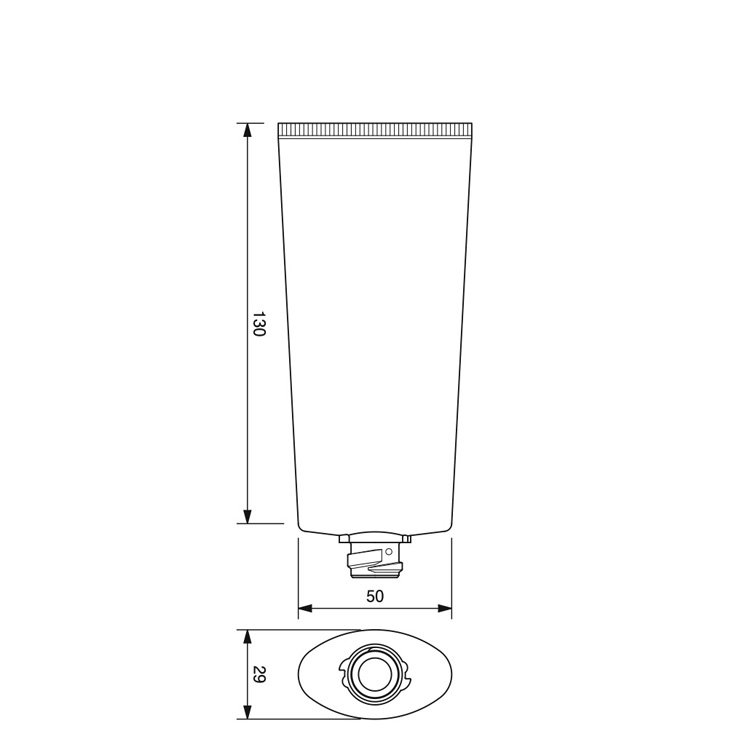 40mm dia. Oval Flip-top Cap Tube -122.2