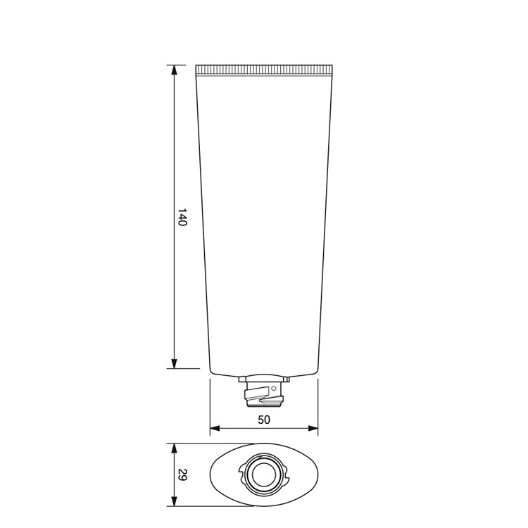 40mm dia. Oval Flip-top Cap Tube -134.5