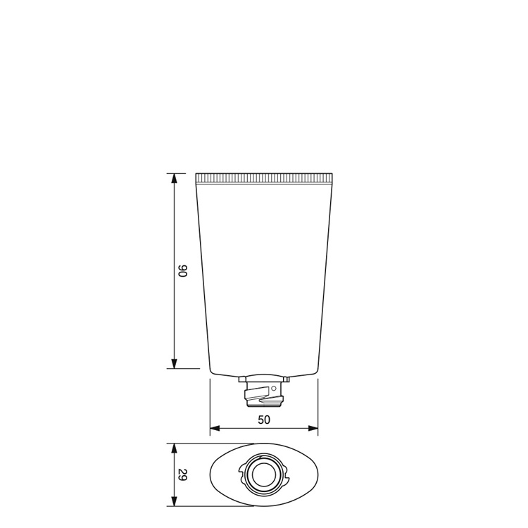 40mm dia. Oval Flip-top Cap Tube -75