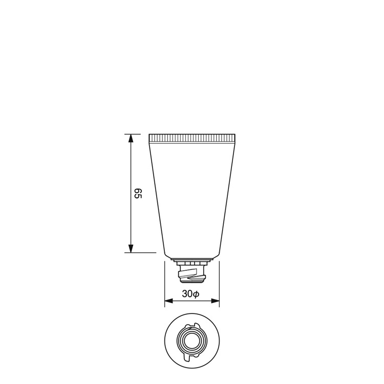 30mm dia. Flip-top Cap Tube  -29.2