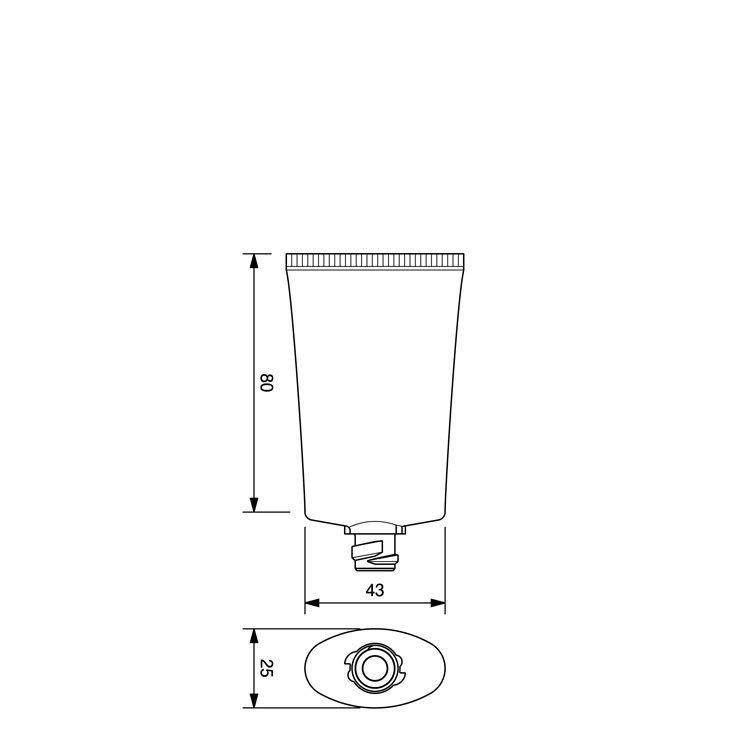 35mm dia. Oval Flip-top Cap Tube -44.8